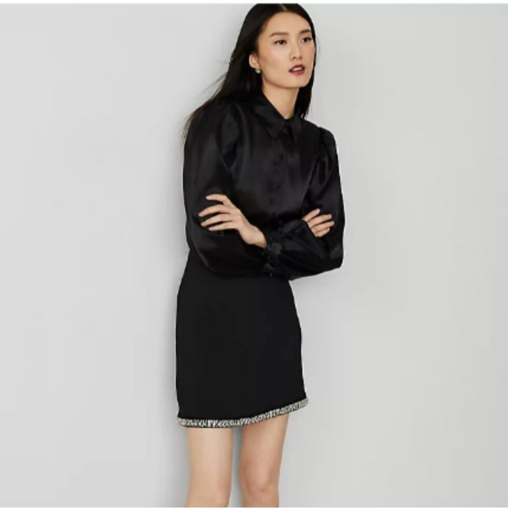 Ann Taylor Black Skirt with crystal embellishment